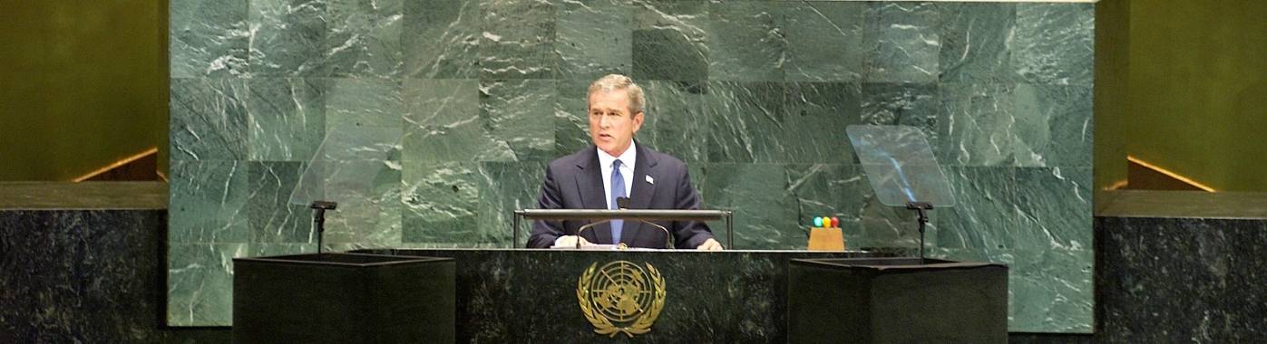 USA's præsident, George W. Bush, taler til FN's generalforsamling i 2003. Foto: UN Photo/Michelle Poiré.